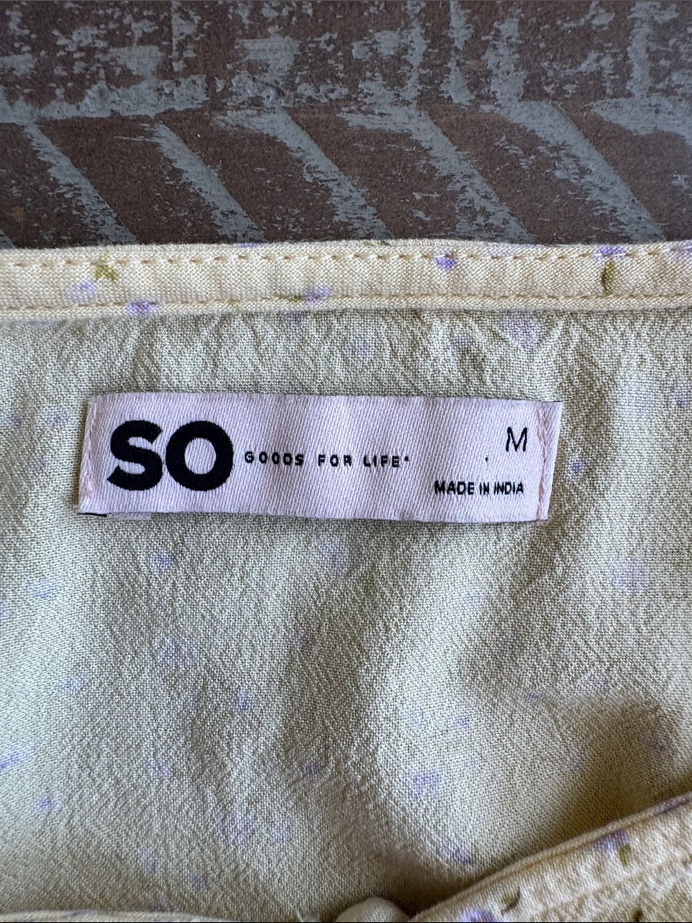 Ruched V-Neck Cropped Top in Light Butter Yellow with Subtle Tiny Purple Florals - Picture 13 of 14